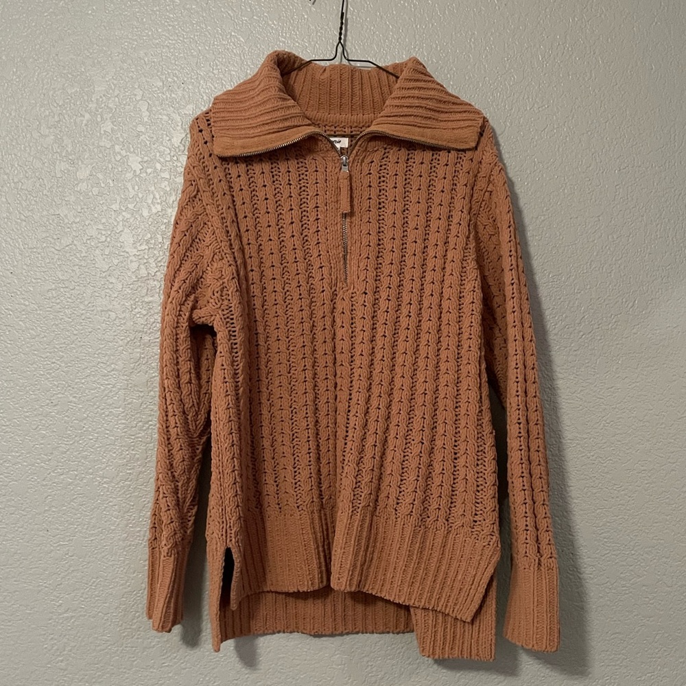 Crochet knit quarter zip